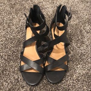 Black Wedge Sandals